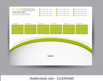 Flyer, brochure, billboard template design landscape orientation for business, education, school, presentation, website. Green color. Editable vector illustration.