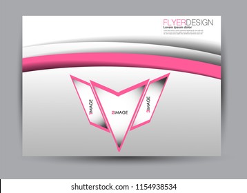 Flyer, brochure, billboard template design landscape orientation for business, education, school, presentation, website. Pink color. Editable vector illustration.