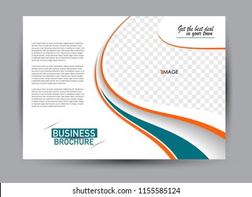 Flyer, brochure, billboard template design landscape orientation for business, education, school, presentation, website. Green and orange color. Editable vector illustration.