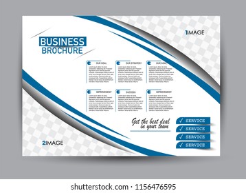 Flyer, brochure, billboard template design landscape orientation for business, education, school, presentation, website. Blue and black color. Editable vector illustration.