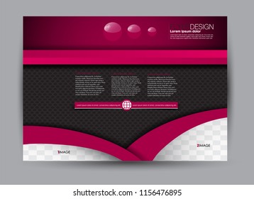Flyer, brochure, billboard template design landscape orientation for business, education, school, presentation, website. Pink and black color. Editable vector illustration.