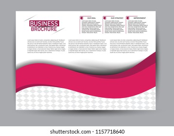 Flyer, brochure, billboard template design landscape orientation for business, education, school, presentation, website. Pink color. Editable vector illustration.