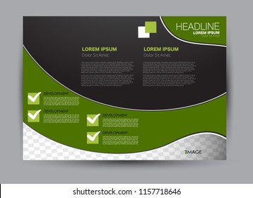 Flyer, brochure, billboard template design landscape orientation for business, education, school, presentation, website. Green and black color. Editable vector illustration.