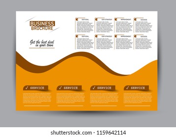 Flyer, brochure, billboard template design landscape orientation for business, education, school, presentation, website. Orange color. Editable vector illustration.