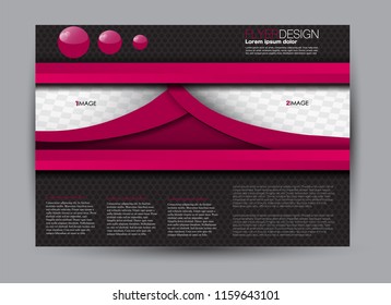 Flyer, brochure, billboard template design landscape orientation for business, education, school, presentation, website. Pink and black color. Editable vector illustration.