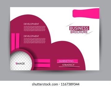 Flyer, brochure, billboard template design landscape orientation for business, education, school, presentation, website. Pink color. Editable vector illustration.