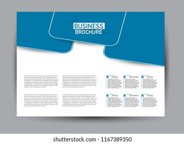 Flyer, brochure, billboard template design landscape orientation for business, education, school, presentation, website. Blue color. Editable vector illustration.