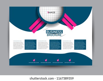 Flyer, brochure, billboard template design landscape orientation for business, education, school, presentation, website. Blue and pink color. Editable vector illustration.