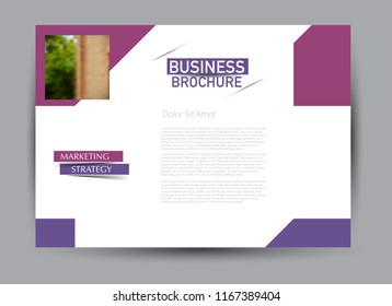 Flyer, brochure, billboard template design landscape orientation for business, education, school, presentation, website. Purple color. Editable vector illustration.