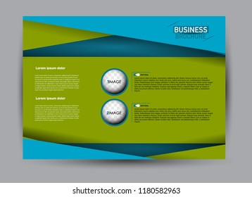 Flyer, brochure, billboard template design landscape orientation for business, education, school, presentation, website. Blue and green color. Editable vector illustration.