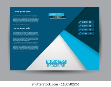 Flyer, brochure, billboard template design landscape orientation for business, education, school, presentation, website. Blue color. Editable vector illustration.