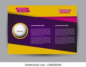 Flyer, brochure, billboard template design landscape orientation for business, education, school, presentation, website. Orange, pink, and purple color. Editable vector illustration.
