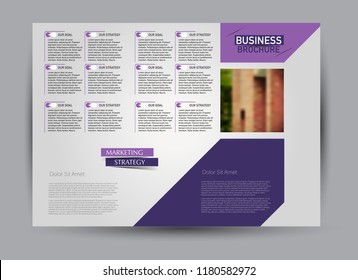 Flyer, brochure, billboard template design landscape orientation for business, education, school, presentation, website. Purple color. Editable vector illustration.