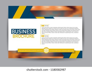 Flyer, brochure, billboard template design landscape orientation for business, education, school, presentation, website. Blue and orange color. Editable vector illustration.