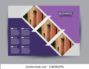 Flyer, brochure, billboard template design landscape orientation for business, education, school, presentation, website. Purple color. Editable vector illustration.