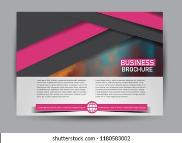Flyer, brochure, billboard template design landscape orientation for business, education, school, presentation, website. Black and pink color. Editable vector illustration.
