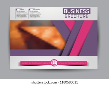 Flyer, brochure, billboard template design landscape orientation for business, education, school, presentation, website. Purple and pink color. Editable vector illustration.