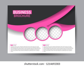 Flyer, brochure, billboard template design landscape orientation for business, education, school, presentation, website. Black and pink color. Editable vector illustration.