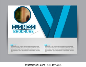 Flyer, brochure, billboard template design landscape orientation for business, education, school, presentation, website. Blue color. Editable vector illustration.
