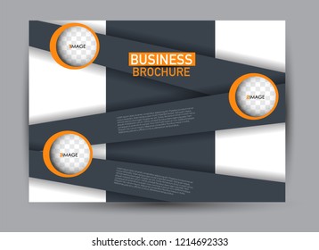 Flyer, brochure, billboard template design landscape orientation for business, education, school, presentation, website. Orange and grey color. Editable vector illustration.