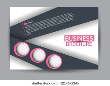 Flyer, brochure, billboard template design landscape orientation for business, education, school, presentation, website. Pink and grey color. Editable vector illustration.