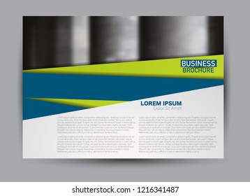 Flyer, brochure, billboard template design landscape orientation for business, education, school, presentation, website. Blue and green color. Editable vector illustration.