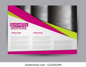 Flyer, brochure, billboard template design landscape orientation for business, education, school, presentation, website. Green and pink color. Editable vector illustration.