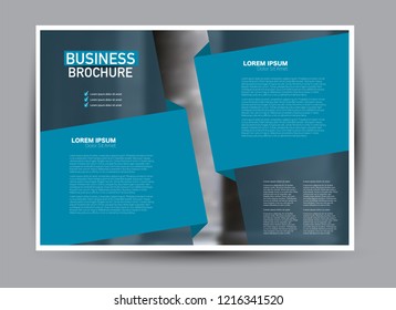 Flyer, brochure, billboard template design landscape orientation for business, education, school, presentation, website. Blue color. Editable vector illustration.