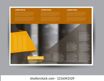 Flyer, brochure, billboard template design landscape orientation for business, education, school, presentation, website. Orange and brown color. Editable vector illustration.