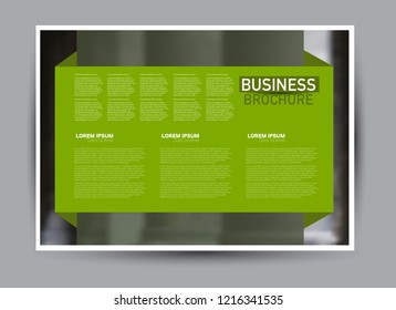 Flyer, brochure, billboard template design landscape orientation for business, education, school, presentation, website. Green color. Editable vector illustration.