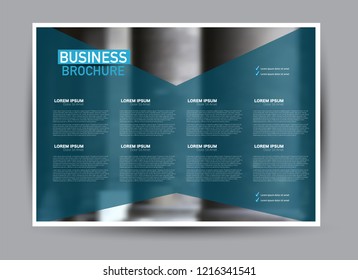 Flyer, brochure, billboard template design landscape orientation for business, education, school, presentation, website. Blue color. Editable vector illustration.