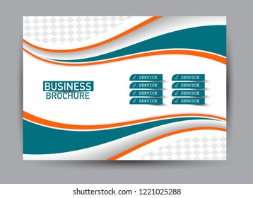 Flyer, brochure, billboard template design landscape orientation for business, education, school, presentation, website. Green and orange color. Editable vector illustration.
