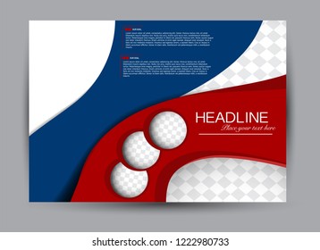 Flyer, brochure, billboard template design landscape orientation for business, education, school, presentation, website. Blue and red color. Editable vector illustration.