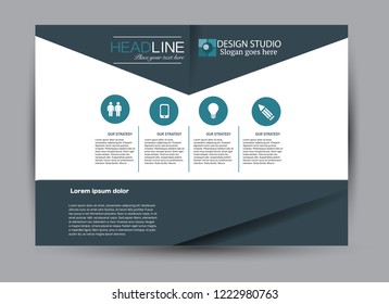 Flyer, brochure, billboard template design landscape orientation for business, education, school, presentation, website. Blue color. Editable vector illustration.