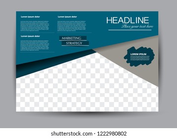 Flyer, brochure, billboard template design landscape orientation for business, education, school, presentation, website. Blue color. Editable vector illustration.