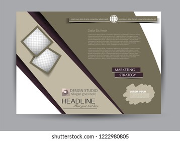 Flyer, brochure, billboard template design landscape orientation for business, education, school, presentation, website. Brown color. Editable vector illustration.
