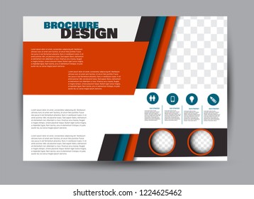 Flyer, brochure, billboard template design landscape orientation for business, education, school, presentation, website. Blue and red color. Editable vector illustration.