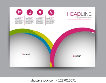 Flyer, brochure, billboard template design landscape orientation for business, education, school, presentation, website. Multicolored editable vector illustration.