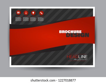 Flyer, brochure, billboard template design landscape orientation for business, education, school, presentation, website. Black and red color. Editable vector illustration.