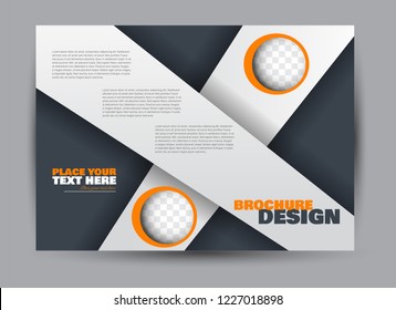 Flyer, brochure, billboard template design landscape orientation for business, education, school, presentation, website. Orange and grey color. Editable vector illustration.