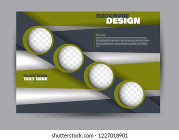 Flyer, brochure, billboard template design landscape orientation for business, education, school, presentation, website. Green color. Editable vector illustration.