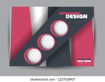Flyer, brochure, billboard template design landscape orientation for business, education, school, presentation, website. Pink color. Editable vector illustration.