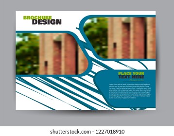 Flyer, brochure, billboard template design landscape orientation for business, education, school, presentation, website. Blue and green color. Editable vector illustration.