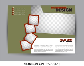 Flyer, brochure, billboard template design landscape orientation for business, education, school, presentation, website. Green and red color. Editable vector illustration.