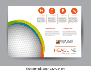 Flyer, brochure, billboard template design landscape orientation for business, education, school, presentation, website. Multicolored editable vector illustration.