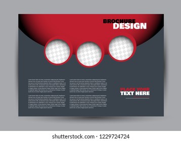 Flyer, brochure, billboard template design landscape orientation for business, education, school, presentation, website. Red color. Editable vector illustration.