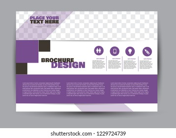 Flyer, brochure, billboard template design landscape orientation for business, education, school, presentation, website. Purple color. Editable vector illustration.