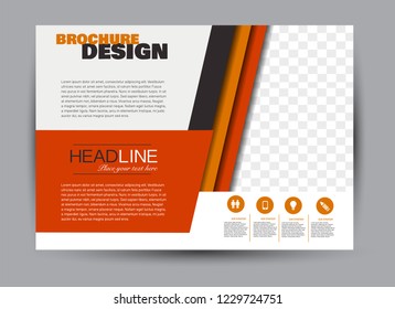 Flyer, brochure, billboard template design landscape orientation for business, education, school, presentation, website. Red and orange color. Editable vector illustration.