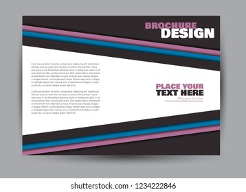 Flyer, brochure, billboard template design landscape orientation for business, education, school, presentation, website. Blue and pink color. Editable vector illustration.