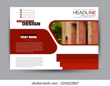 Flyer, brochure, billboard template design landscape orientation for business, education, school, presentation, website. Red color. Editable vector illustration.